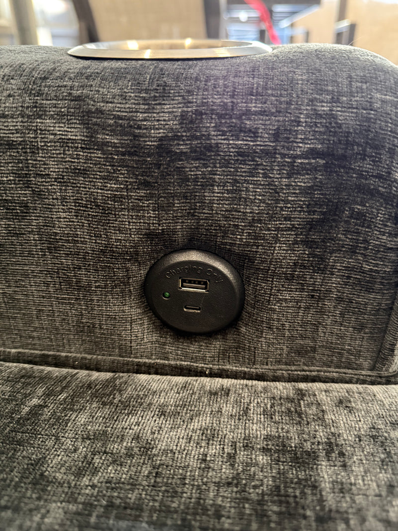 Sleeper Sectional With Storage Chaise, USB Charging, & Stainless Steel Cupholders