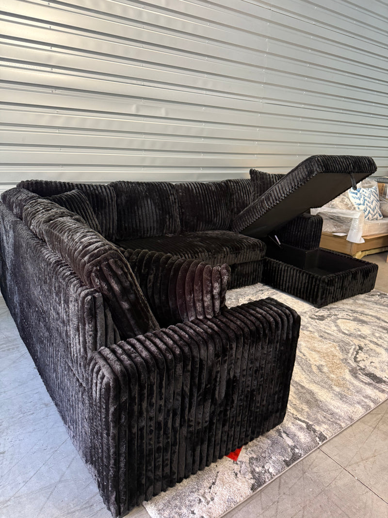 Brand New Jumbo Cord-Style Sleeper Sectional With Storage Chaise & USB Charging