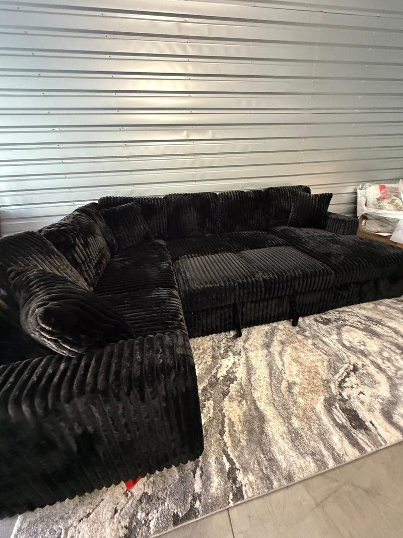 Brand New Jumbo Cord-Style Sleeper Sectional With Storage Chaise & USB Charging