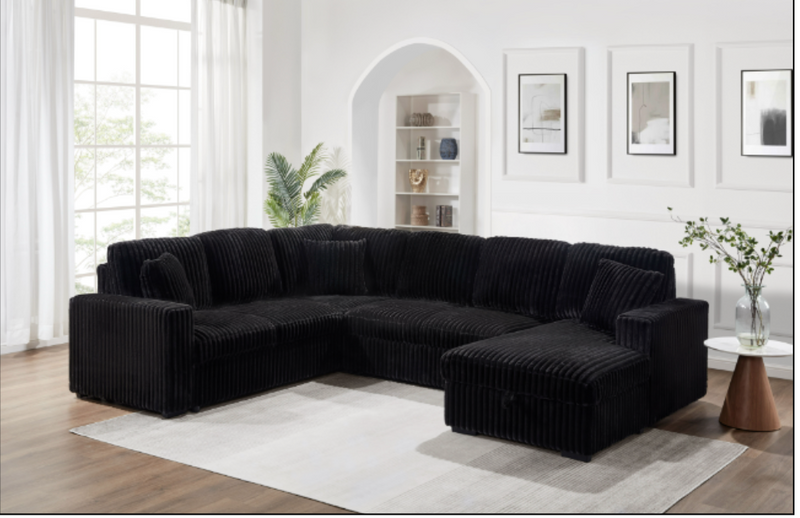 Brand New Jumbo Cord-Style Sleeper Sectional With Storage Chaise & USB Charging